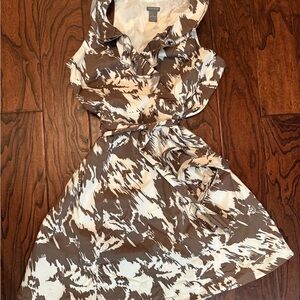 Stylish Brown and White Patterned Dress